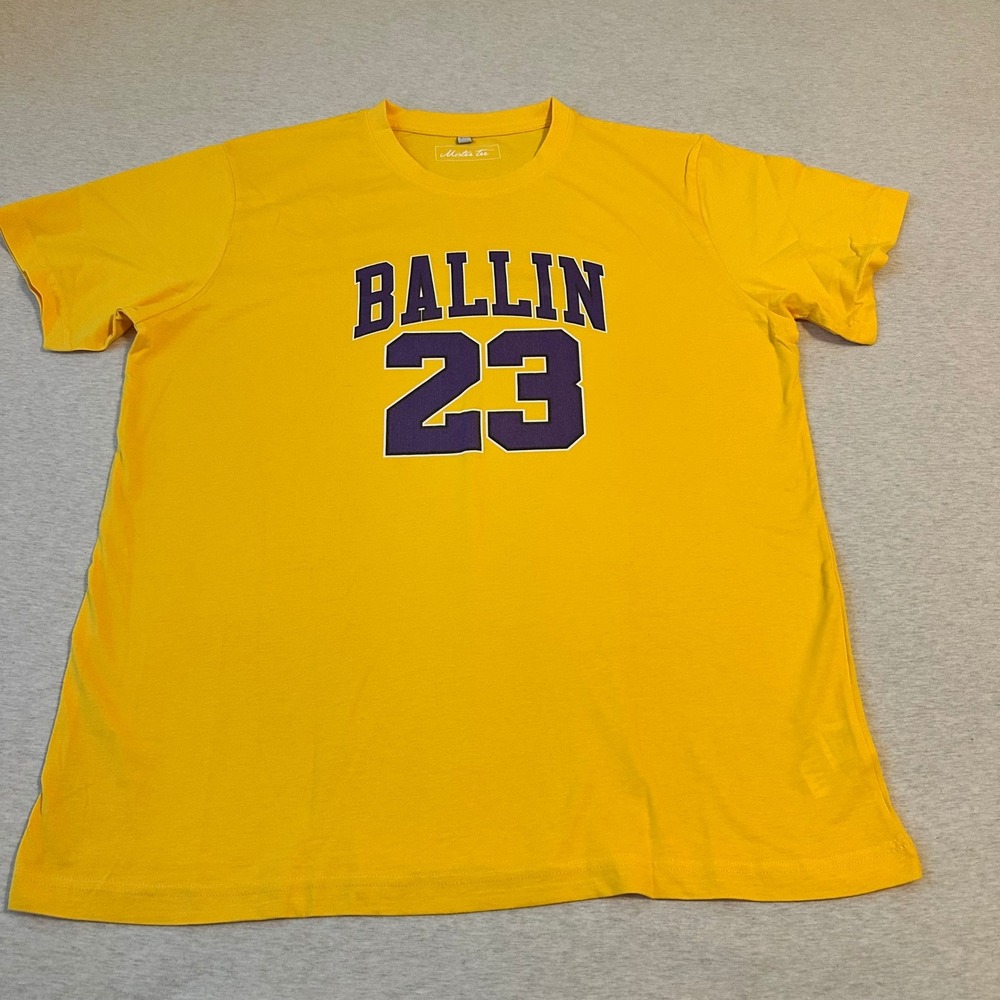 Mister Tee Mens Ballin 23 Graphic T-Shirt Yellow Purple PB21-028 Size 3XL